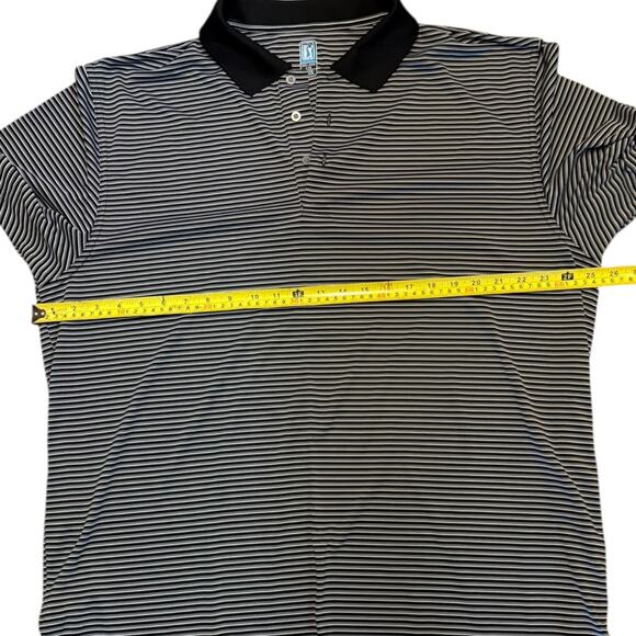 PGA Tour Black White Gray Polo Striped Shirt Size XXL - Picture 3 of 4